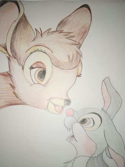 Creating interest for art in young kids with characters they love, like Bambi and Thumper.