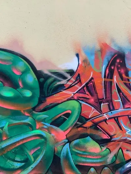 Another angle of the 'bijli flow' artwork, highlighting the depth and 3D effect created with shadows and highlights.
