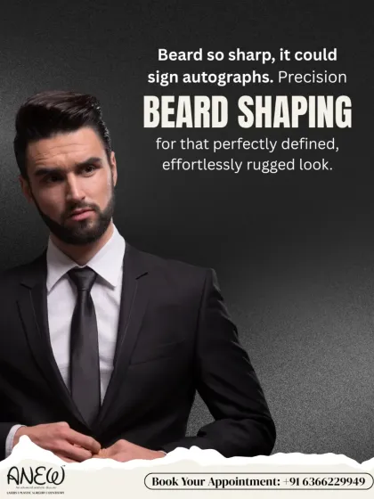 A beard is a statement, and I help you perfect it. My precision beard shaping service goes beyond a simple trim to define your jawline and create a sharp, effortlessly rugged look that complements your facial structure.