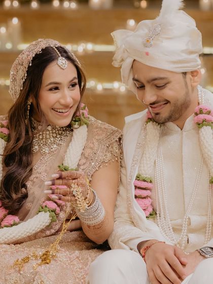 Laughter and joy during the ceremony. This photo shows how my makeup holds up beautifully, looking fresh and flawless even in candid moments.