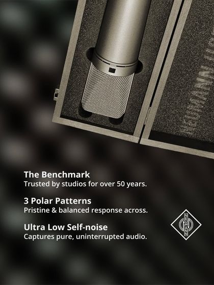 Trusted by studios for over 50 years, the U87 offers three polar patterns for versatility and ultra-low self-noise, ensuring your recordings are pure and professional.