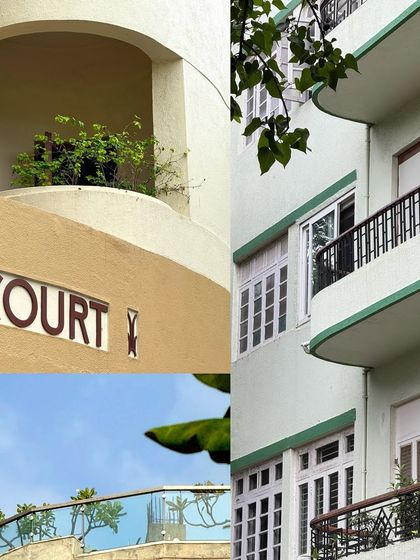 The curved balconies and clean lines of Art Deco architecture, a quiet and elegant feature of many South Bombay buildings.