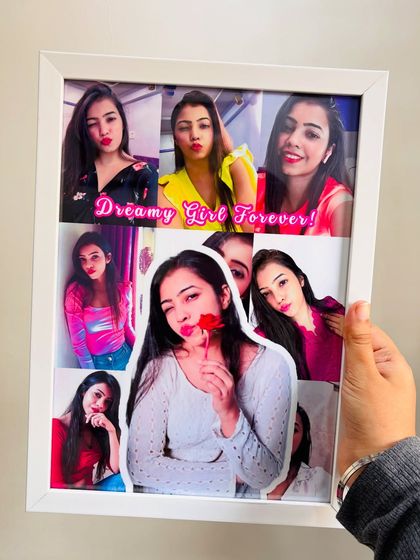 Another take on the Pinterest photo frame, this one for a "Dreamy Girl Forever," with one main photo layered over a grid of smaller pictures.