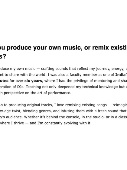 In this final snippet from my Loofre feature, I discuss my work as a music producer, creating original tracks and remixing existing songs with a new-age twist.