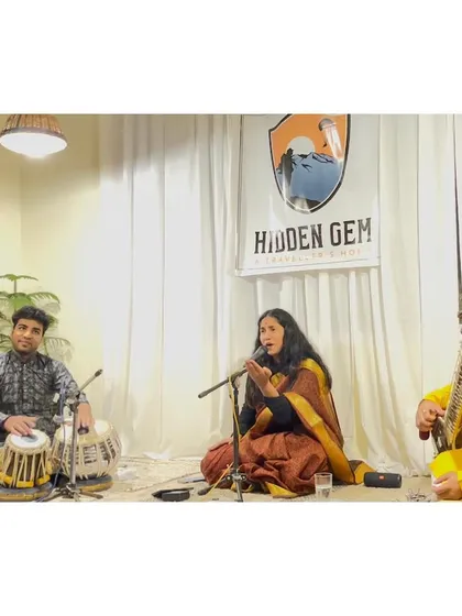 The full trio on stage at the Hidden Gem cafe.