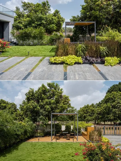 Details from "Tranquil Mango Haven," showing how we use a mix of materials for pathways and varied planting to create texture and interest in the garden.