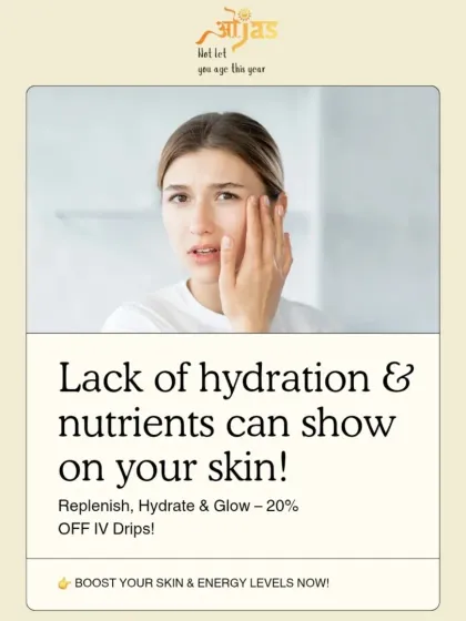 A lack of hydration and nutrients can show on your skin. Our IV Drips replenish your body, providing the essentials for hydrated, glowing skin and boosted energy levels.