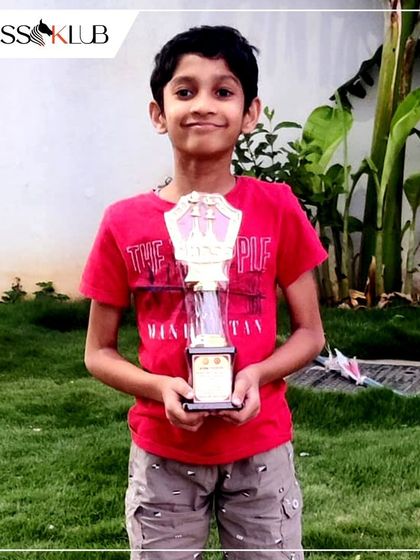 Our student Sai Kamal Raj proudly displays his third place trophy from a tournament in Hubballi. We support our players as they compete in events far and wide, representing the skill and spirit of our chess academy.