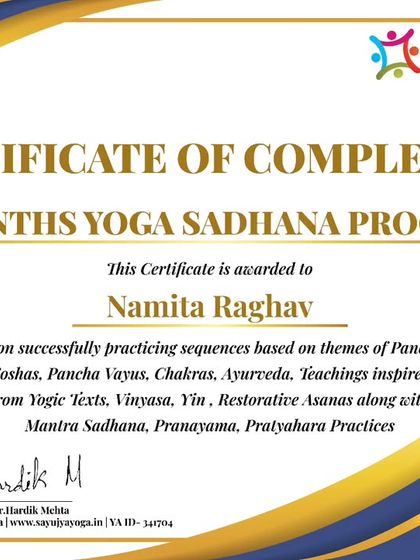 Congratulations to a graduate of our 4-month Yoga Sadhana program. We hope this journey of devotion and dedication continues to unfold beautifully.