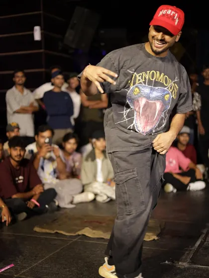 A still shot from a battle, just catching the groove and feeling the music. This is the vibe I bring to every performance.