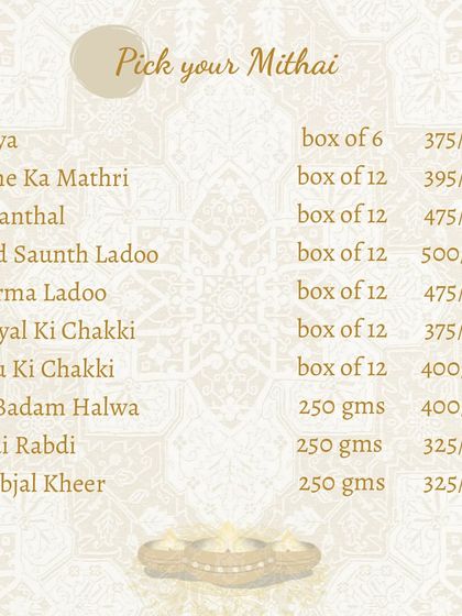 Planning your Diwali gifts? You can pick and choose from our special Diwali menu of traditional mithai, from Gujiya and Mohanthal to our rich Dal Badam Halwa.