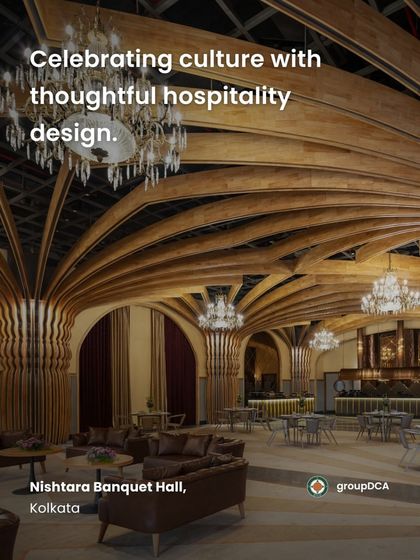 This graphic celebrates our thoughtful hospitality design at Nishtara Banquet Hall. The project brings together traditional influences and modern functionality in a setting that feels both familiar and elevated.
