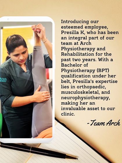 Dr. Presilla demonstrating a passive leg stretch, a common technique in physiotherapy to improve flexibility. Her hands-on skills are essential for our patients' recovery.