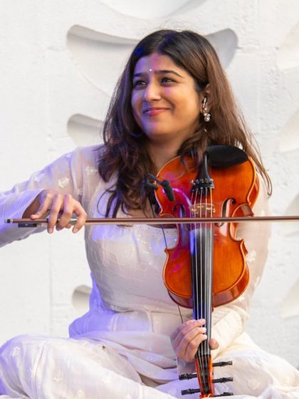 The wonderful Apoorva Krishna on violin at the GroundUP Music Festival. Her graceful playing and deep understanding of Carnatic music bring so much soul to our performances.