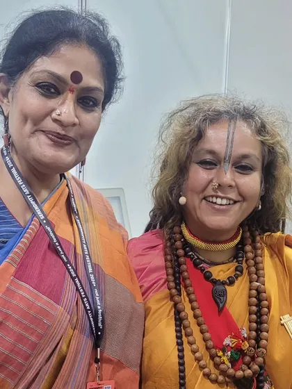 With the incredible Parvathy Baul, whom I was delighted to present at the Serendipity Arts Festival as part of my curation.