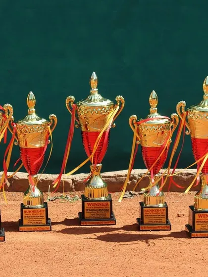 The spoils of victory. Five trophies from a single tournament, representing a clean sweep of our events.