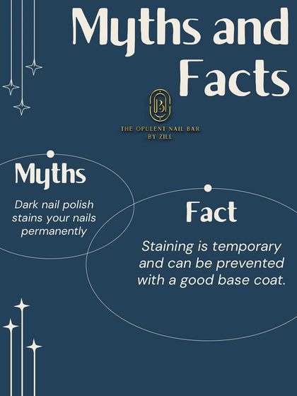 Myth vs. Fact: "Dark nail polish stains your nails permanently." The truth is, staining is temporary and can be prevented with a good base coat.