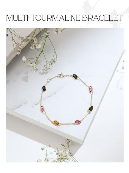 This multi-tourmaline bracelet features a rainbow of tourmaline gemstones, offering a playful yet elegant splash of color.