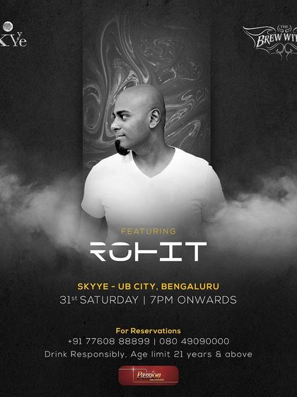 A flyer for my gig at Skyye, UB City, one of Bangalore's most iconic rooftop lounges.