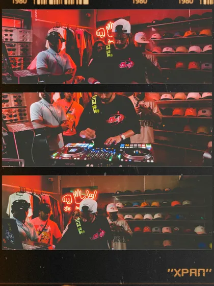 A film-style collage from the first Slw Drift party. Capturing the raw, underground feel of the event.
