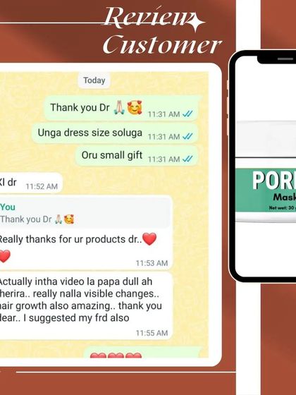 This customer is seeing "nalla visible changes" and says her hair growth is also amazing. She even suggested my products to her friend.