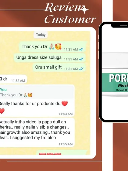 This customer says she can see "really nalla visible changes" and that her hair growth is amazing. She even suggested my products to her friends. This is the biggest compliment for me.