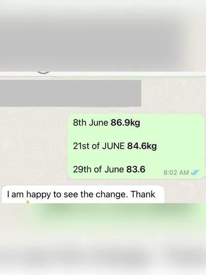 Tracking progress is key. Seeing the numbers on the scale go down week after week provides motivation and confirms that the plan is working. A 3.3kg drop in just over three weeks is fantastic progress.