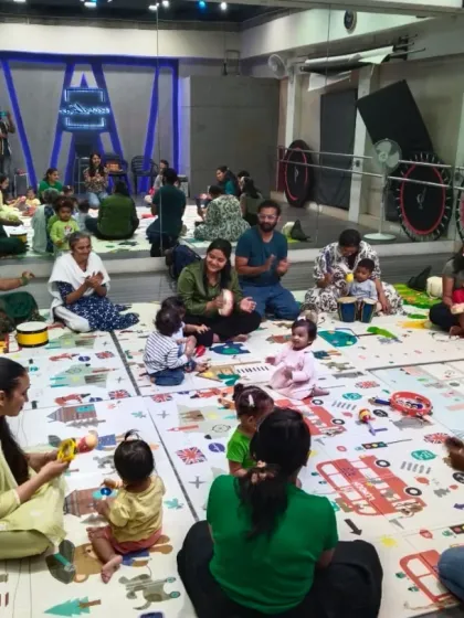 This is what instrument play looks like in my class. Everyone gets an instrument, from shakers to drums, and we have a wonderful jam session together, exploring sound and rhythm.