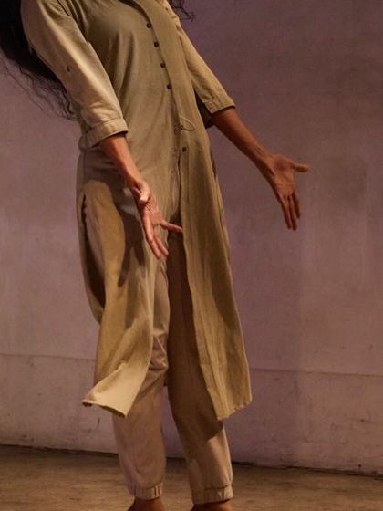 A closing moment from a performance at the Asia meets Asia Spring Camp. This image captures the delicate strength of Butoh-inspired movement, where the body tells a story of life, earth, and energy.