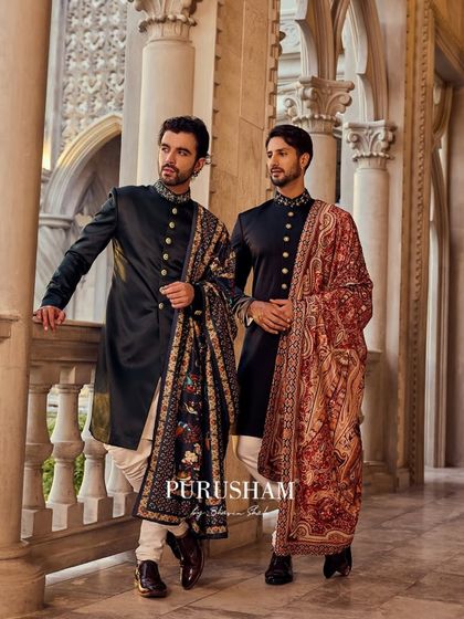 The seamless blend of cultures is a key inspiration. These outfits, with their regal charm and contemporary touch, are for the man who carries heritage with pride.
