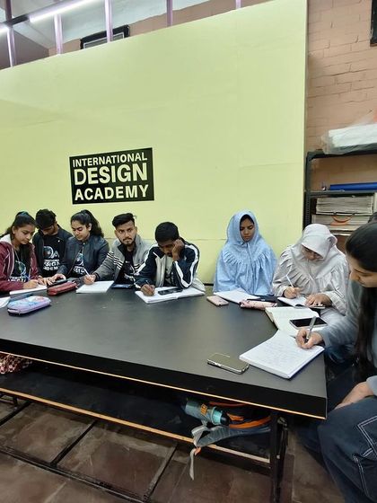A group of aspiring designers working through exercises during a session at the International Design Academy. I keep the class sizes manageable to ensure everyone gets a chance to participate.