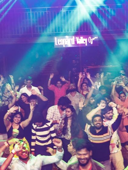 The crowd at Leopard Valley, Goa, with their hands in the air. It's an amazing feeling to see a sea of people completely lost in the music under the stars.