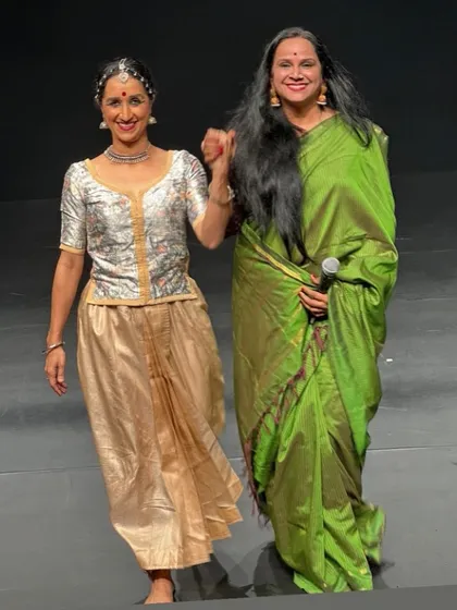 Taking a bow with my incredible collaborator, Chandana Bala Kalyan, after a performance of 'Mandala'. Her musicality and spirit are the soul of this production.