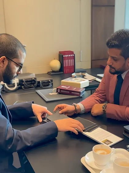 A personalized consultation in progress at the Khaitan trunk show. Understanding a client's needs and body type is the foundation of a truly bespoke experience.
