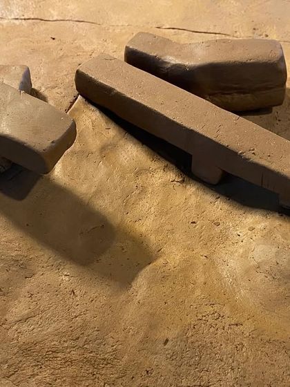 Clay model explorations for a new project. We use these simple, tactile models in the early stages of design to study the relationship between forms, the spaces between them, and how they will be shaped by shadow and scale.