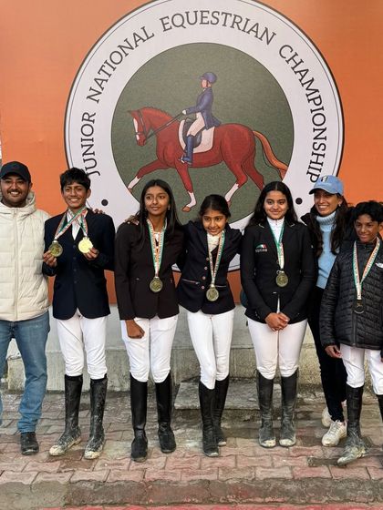 A small but mighty team returns home with medals from the Junior Nationals. This photo celebrates the success of my young riders, including multiple gold and silver medalists.