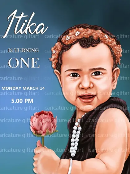 First birthdays are a huge milestone. I designed this cute "Turning One" invitation for little Itika. These illustrated birthday invitations are a wonderful keepsake for parents to remember their child's special day.