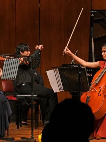 The Note Bene Trio, one of our advanced student ensembles, in a moment of passionate performance. We nurture individual talent and emphasize ensemble work, preparing students for the collaborative world of chamber music.
