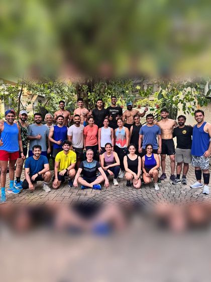 The full crew after a tough outdoor session. The smiles and sense of accomplishment are what make these group workouts so rewarding.