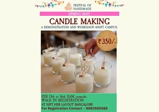 Learn the soothing craft of candle making. This workshop guides you through the process of melting, scenting, and pouring wax to create your own beautiful, handcrafted candles to take home.