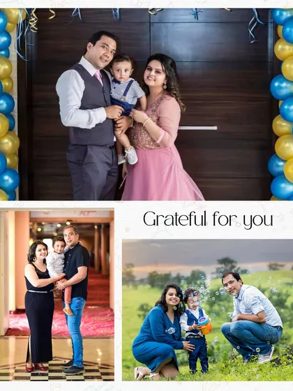 Grateful for you. A collage of family photos from different occasions, showing the story of our life together. This is the legacy I want to create for every family.