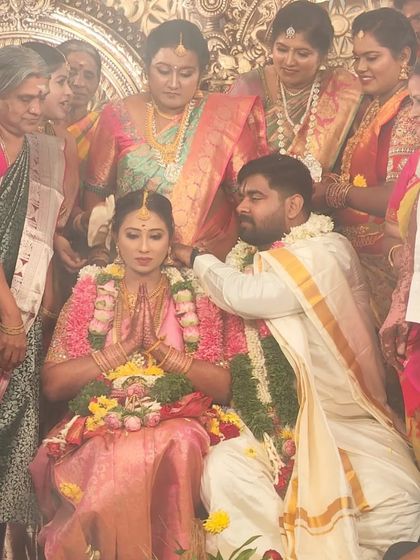 Happy married life to this cute couple. It was an honor to do the bride's makeup for her special day, creating a look that was both traditional and radiant.