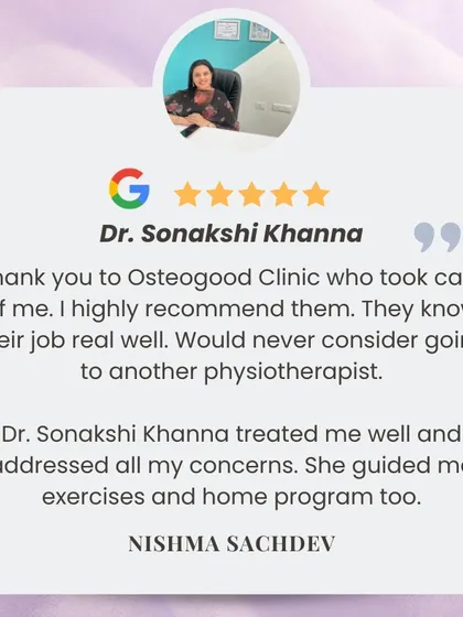 Hearing from happy patients is the best part of my work. This feedback from Nishma highlights my commitment to creating personalized home exercise programs and addressing all patient concerns to ensure a complete recovery.