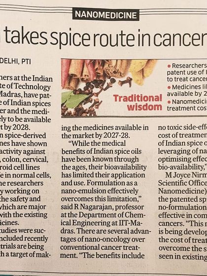 It's fascinating to see modern science validating traditional wisdom. Researchers at IIT-Madras are developing spice-derived nanomedicine to fight cancer, leveraging the anti-cancer activity of Indian spices.