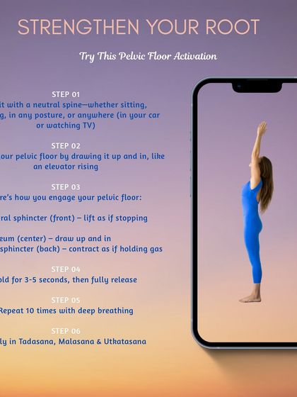 Your pelvic floor is the foundation of your strength. This graphic provides a simple, step-by-step guide to activating and strengthening your root.