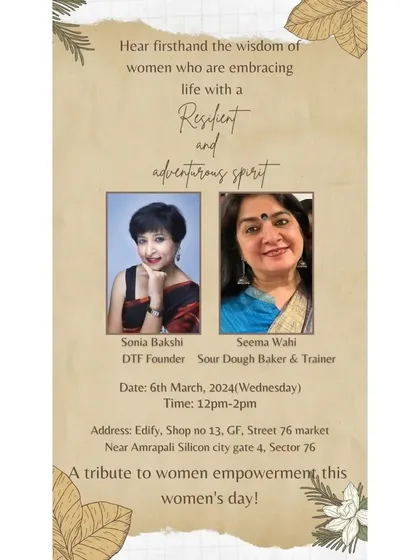 The event flyer for my Women's Day talk at Cafe Edify, a tribute to women empowerment.