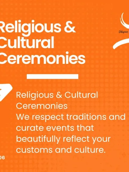 A graphic highlighting our respect for tradition in religious and cultural ceremonies. We curate events that beautifully reflect the customs and values of our clients.