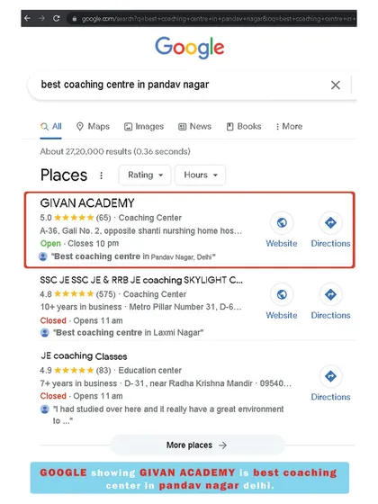 We are thrilled to be rated as the best coaching center in Pandav Nagar on Google, with a 5.0-star rating from our students and parents. This feedback from our community means the world to us.