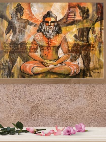 My painting 'INCARNATION-II' displayed in a home interior, showing how my art can complement a modern living space.