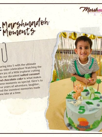 A precious Marshmadoh Moment! Roaring into 5 with the ultimate dino-mite celebration. It's pure joy watching this little explorer with his dinosaur cake.